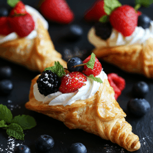 Puff Pastry Cones with Berries