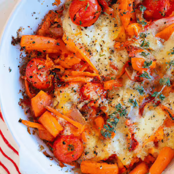 Cheesy Tomato and Carrot Bake