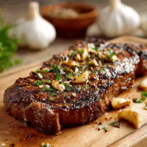Grilled Steak with Garlic