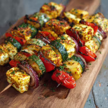 Halloumi and Vegetable Skewers