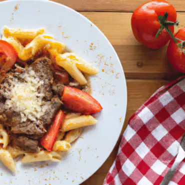 Cheesy Beef Pasta with Tomato Sauce