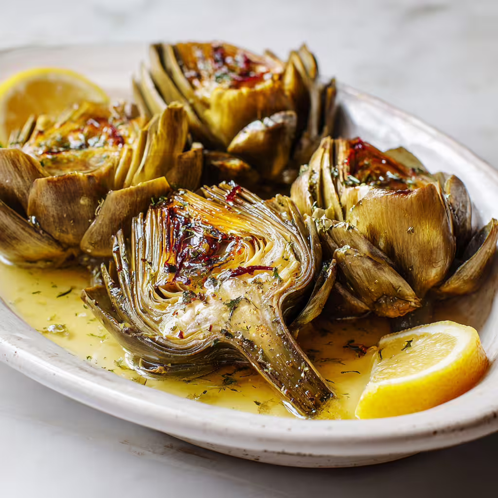 Artichokes Roasted with Honey and Lemon