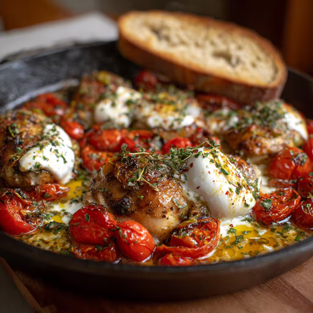 Chicken Parm with Burrata and Tomatoes
