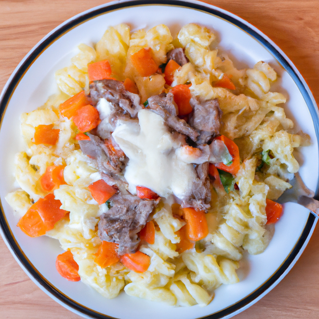 Beef and Pasta with Carrot and Cheese