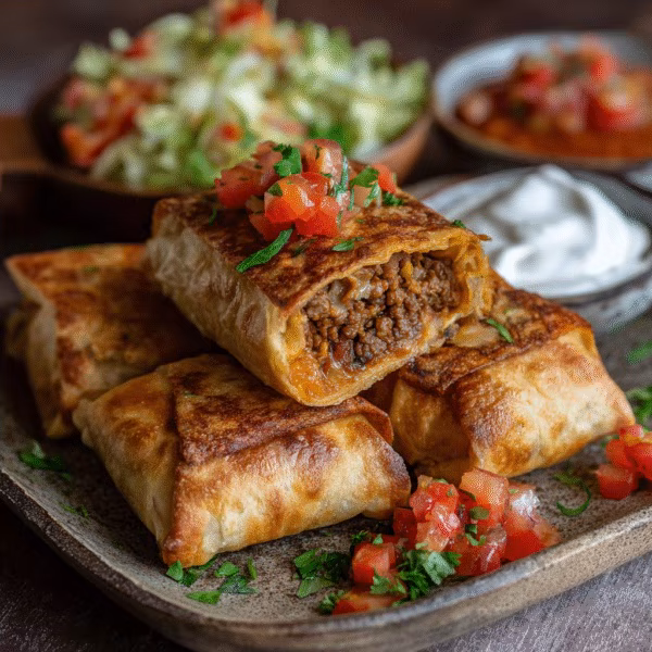 Beef and Bean Chimichangas