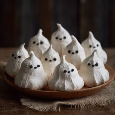 Halloween Meringue Shaped Like Ghosts