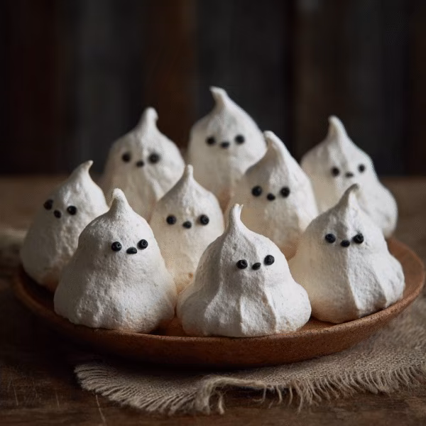 Halloween Meringue Shaped Like Ghosts
