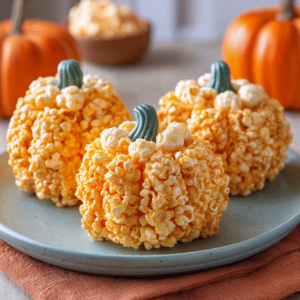 Popcorn Balls Shaped like Pumpkin