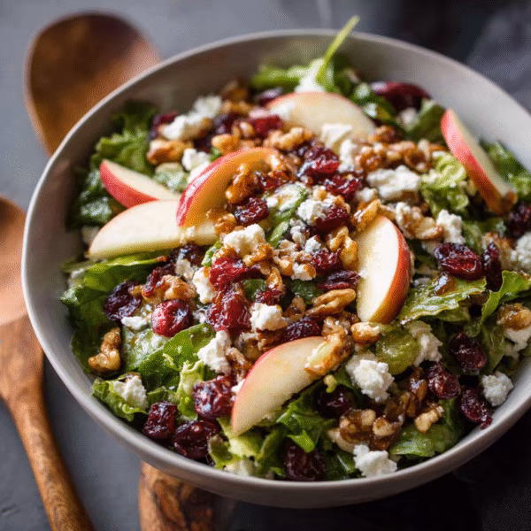 Apple Salad with Candied Walnuts and Cranberries