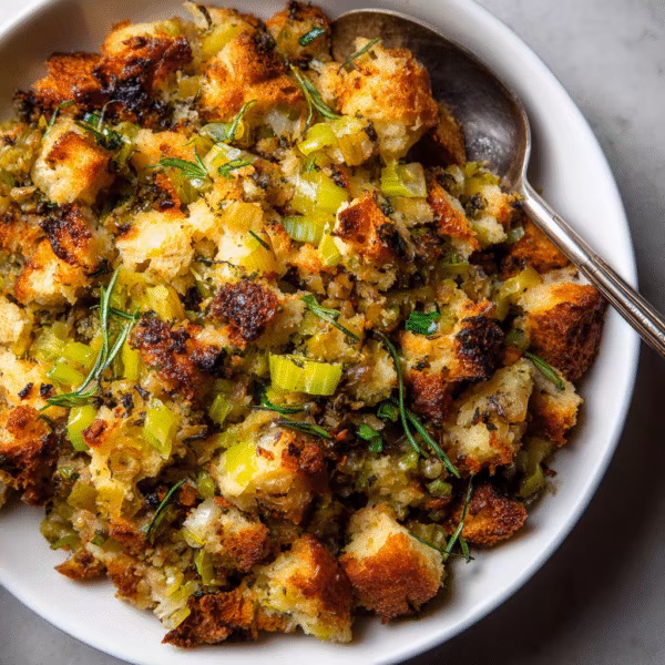Buttered Stuffing With Celery and Leeks