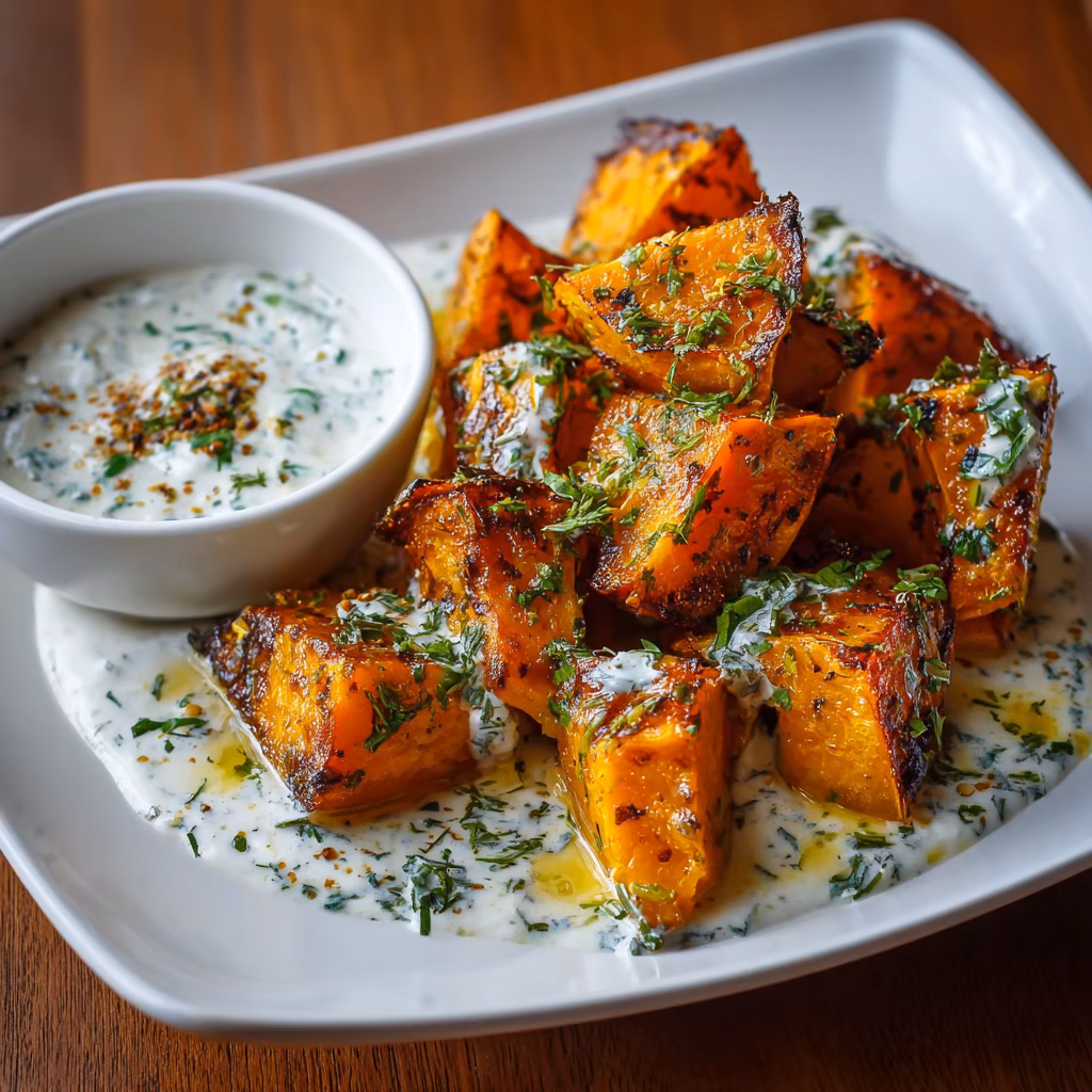 Roasted Pumpkin with Yogurt Sauce