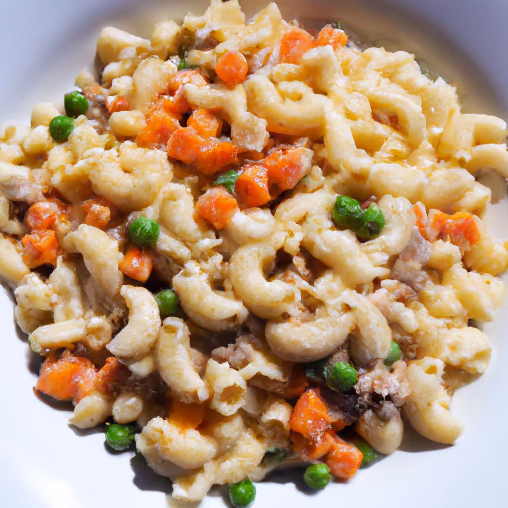 Creamy Moose Macaroni with Peas and Carrots