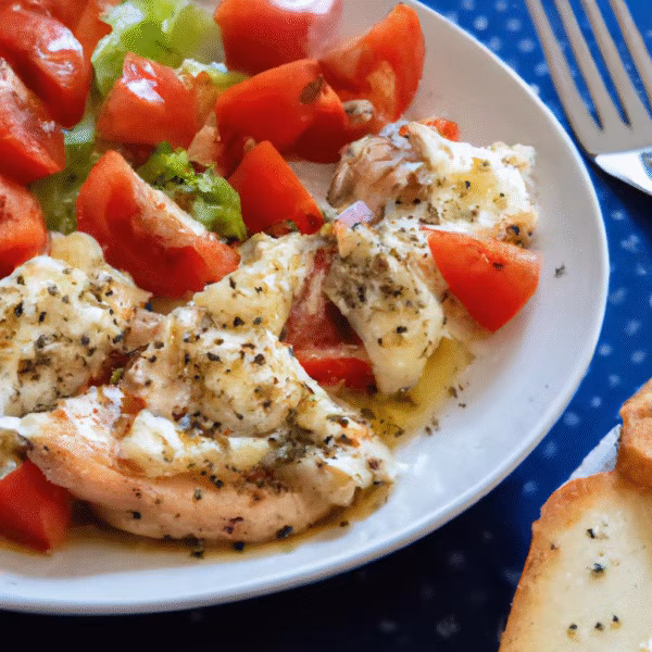 Cheesy Chicken with Tomato Salad
