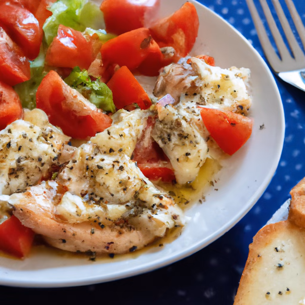 Cheesy Chicken with Tomato Salad