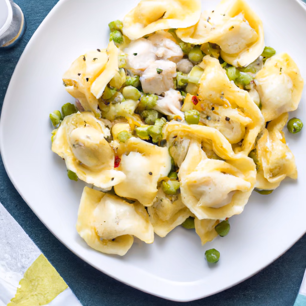 Chicken and Cheese Tortellini with Peas
