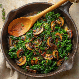 Sautéed Kale with Mushrooms