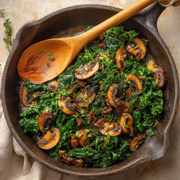 Sautéed Kale with Mushrooms