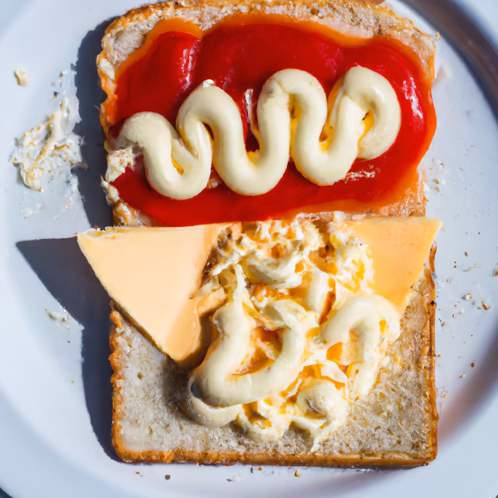 Gouda and Ketchup Sandwich with Mayonnaise