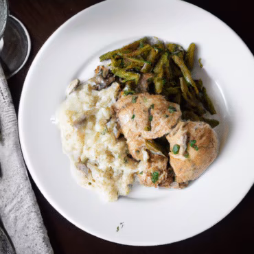 Chicken and Mushroom Rice with Peas and Green Beans