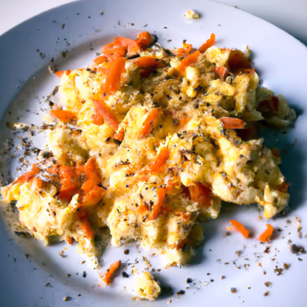 Cheesy Scrambled Eggs with Carrots