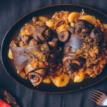 Braised Pig Feet with Cabbage and Potato Salad