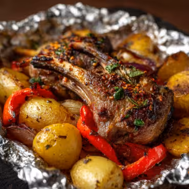 Lamb Chops and Vegetables in Foil