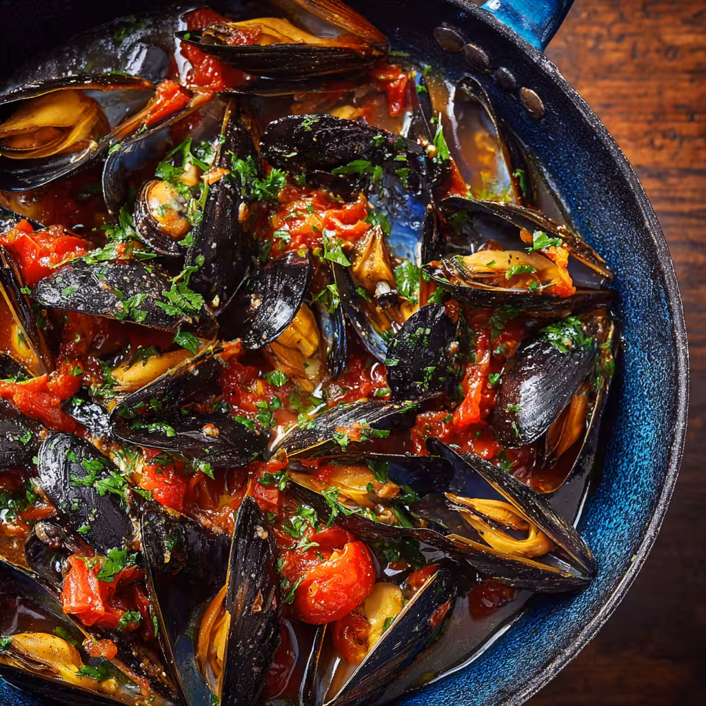 Mussels With Tomatoes and Garlic