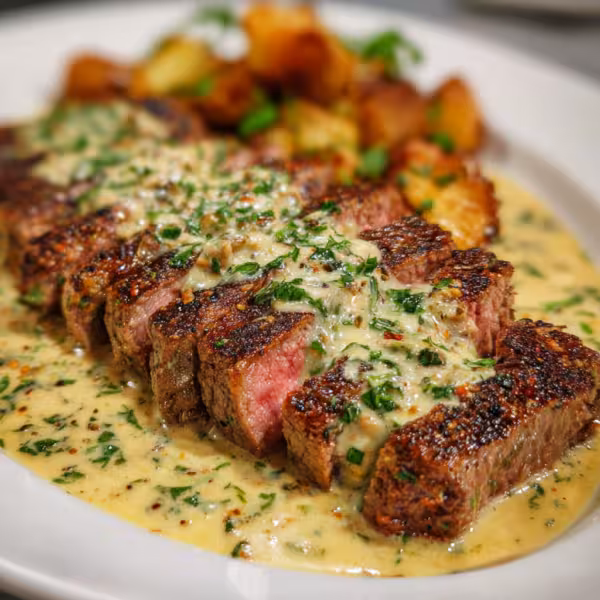 Steak With Garlic Cream Sauce