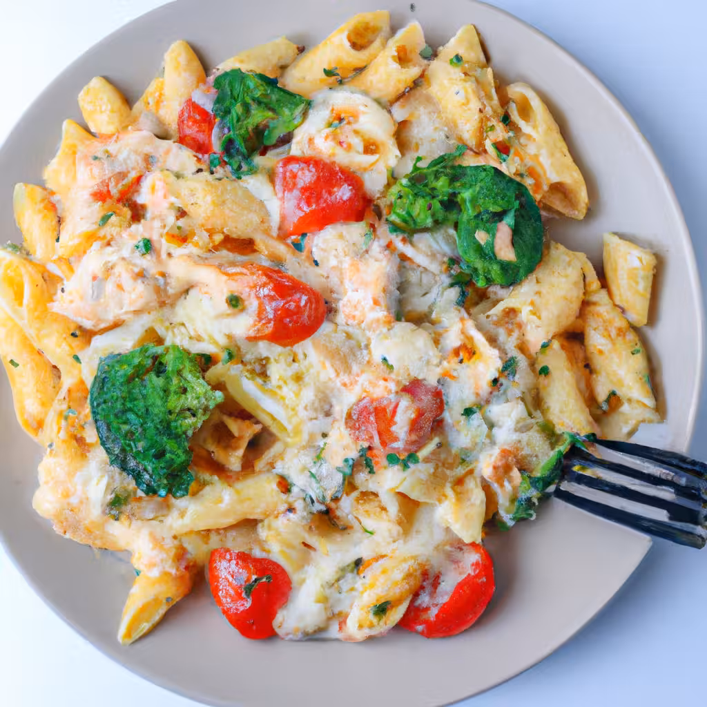 Cheesy Chicken Pasta with Broccoli and Tomatoes
