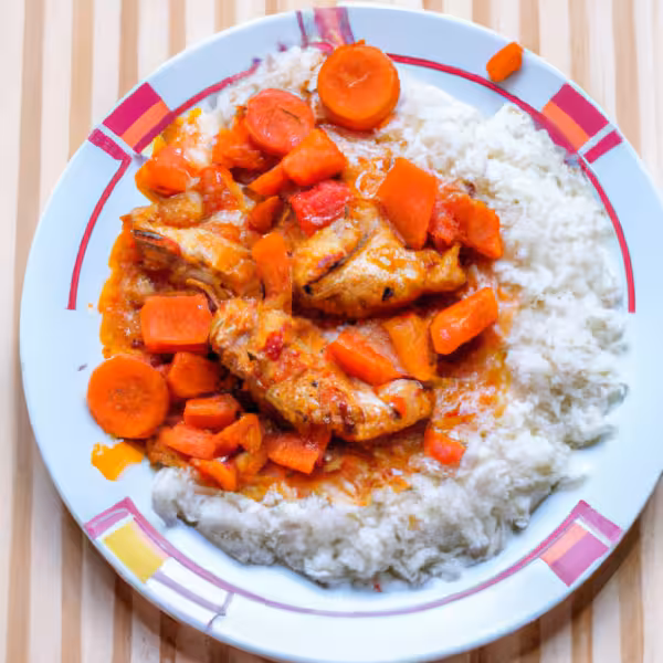 Chicken and Rice with Tomato-Carrot Sauce