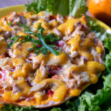 Orange Chicken Pizza with Lettuce Salad