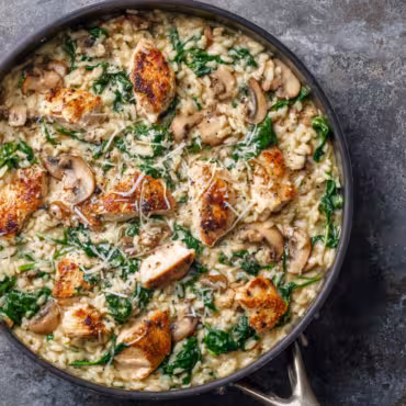 Mushroom Spinach Risotto with Chicken