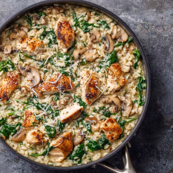 Mushroom Spinach Risotto with Chicken