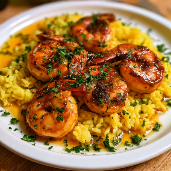 Garlic Shrimp With Yellow Rice