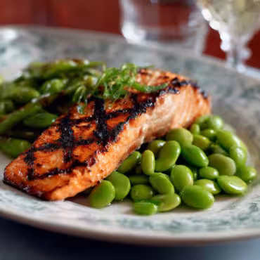 Grilled Salmon with Edamame
