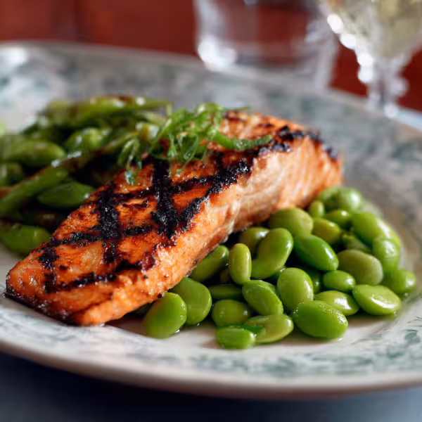 Grilled Salmon with Edamame