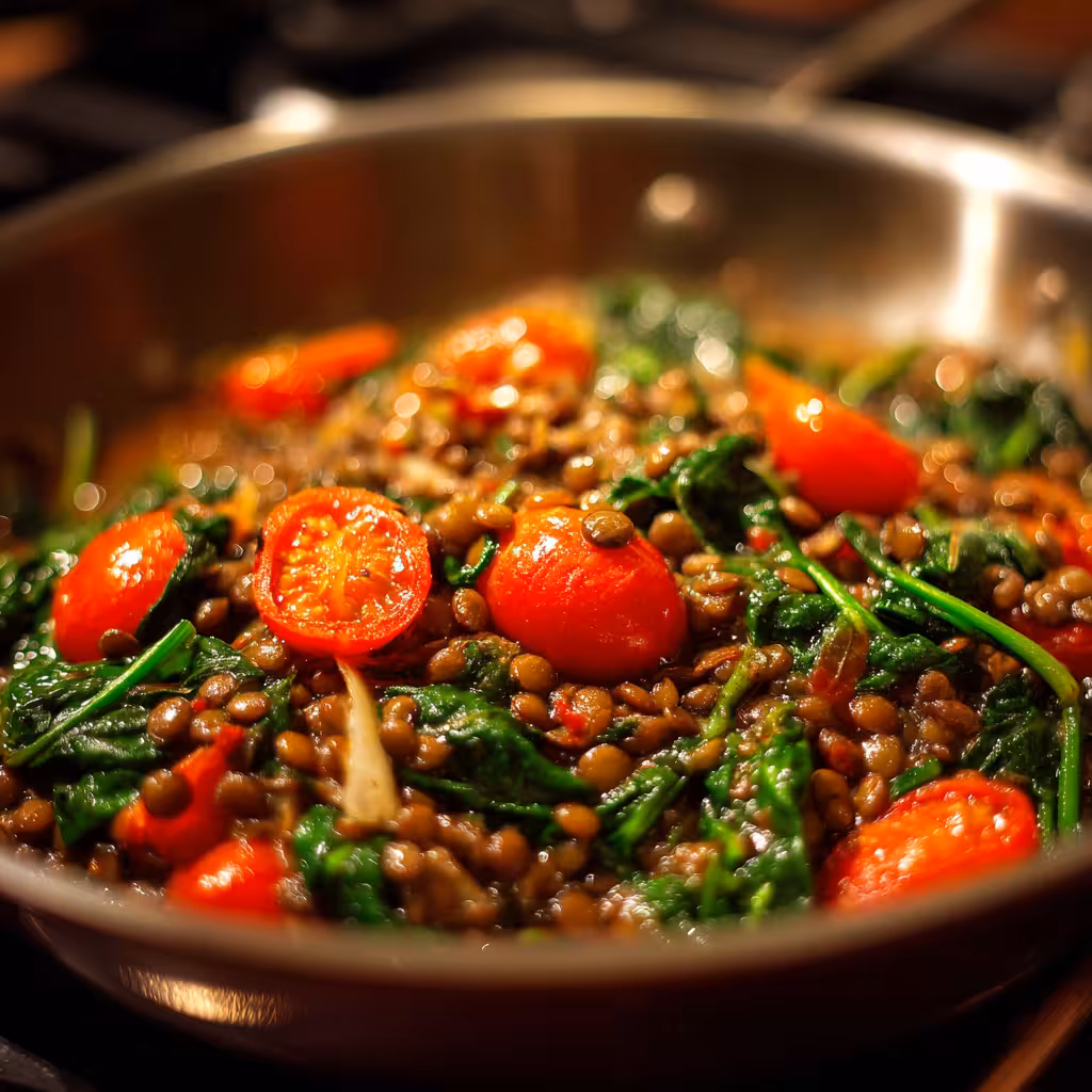 Lentils with Spinach and Tomatoes