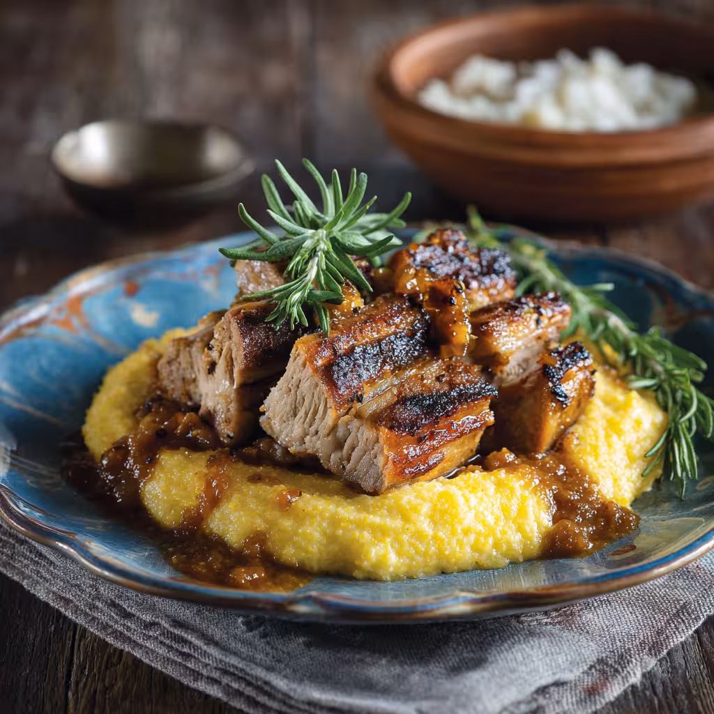 Pork with Rosemary Polenta