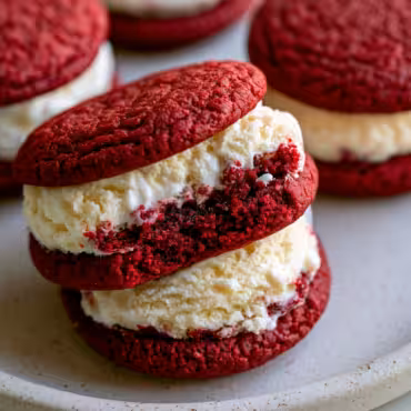 Red Velvet Cookie Ice Cream Sandwiches