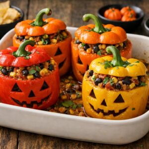 Vegan Halloween Stuffed Bell Peppers
