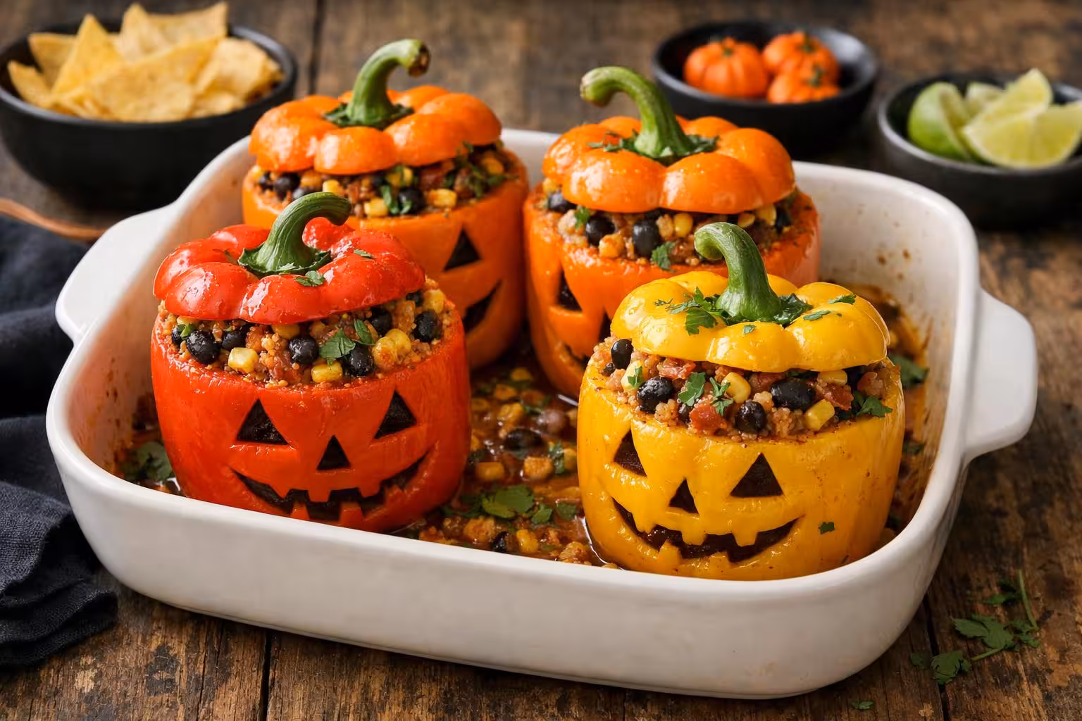 Vegan Halloween Stuffed Bell Peppers